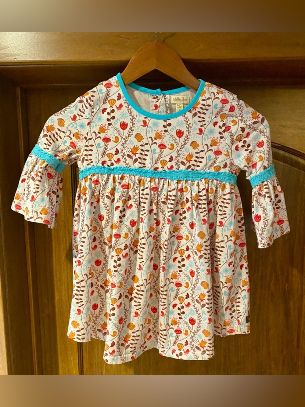 Matilda Jane Floral Top with Turquoise Trim